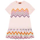 Girls Pink Zig Zag Logo Dress, 2, hi-res