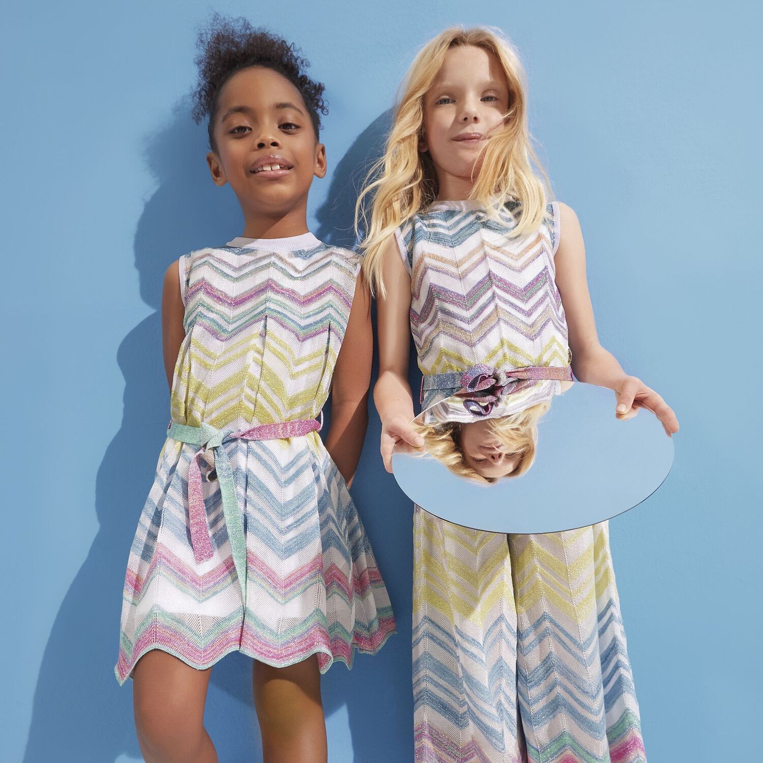 Girls Multi-Coloured Zigzag Dress, 1, hi-res