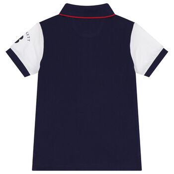 Boys Red & Navy Blue Logo Polo Shirt