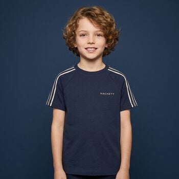 تيشيرت للأولاد بشعار باللون الأزرق الداكن