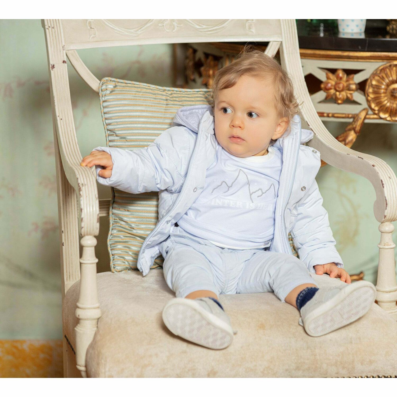 تيشيرت باكمام باللون الازرق للاولاد, 1, hi-res image number null