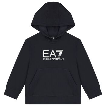 Boys Navy Blue Logo Hooded Top
