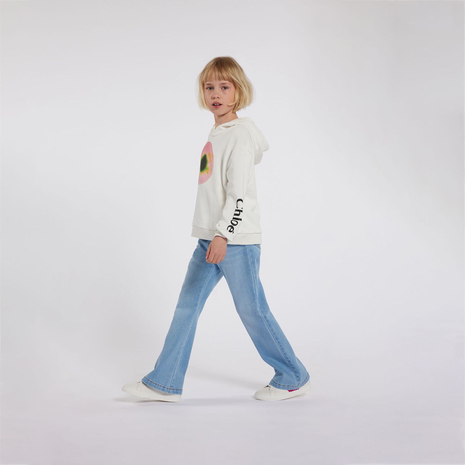 Girls Blue Logo Denim Pants, 1, hi-res