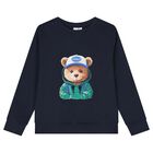 Boys Navy Blue Teddy Bear Sweatshirt, 1, hi-res