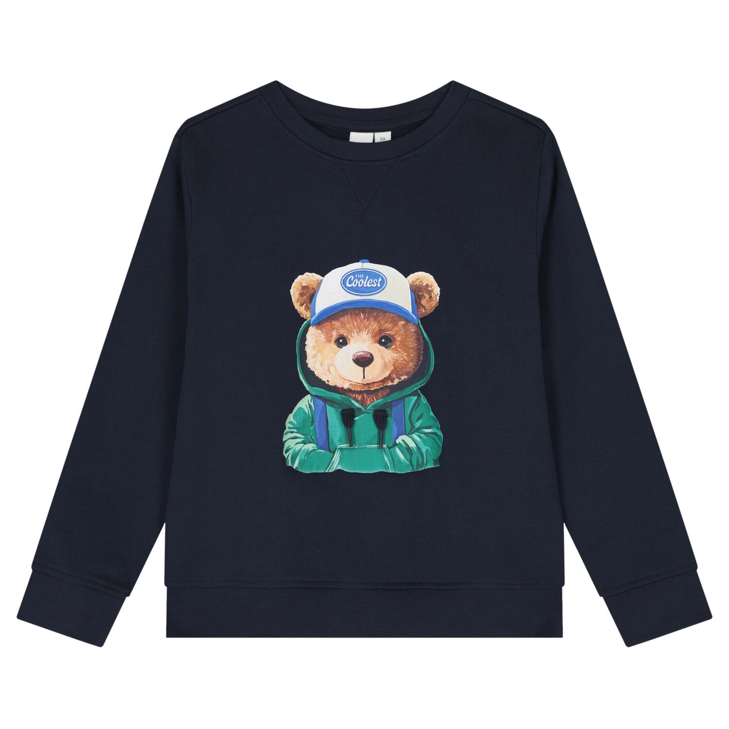 Boys Navy Blue Teddy Bear Sweatshirt, 1, hi-res