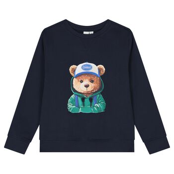 Boys Navy Blue Teddy Bear Sweatshirt