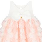 فستان بنات تول مزين بالورود باللون العاجي والوردي, 1, hi-res