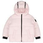 Girls Pink Logo Puffer Jacket, 2, hi-res