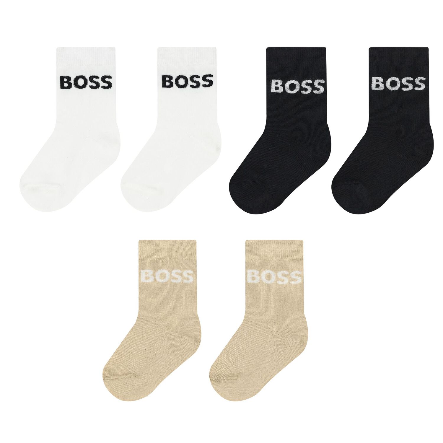 Baby Boys Multi-Coloured Logo Socks ( 3-Pack ), 1, hi-res