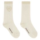 Girls Ivory & Gold Logo Socks, 1, hi-res