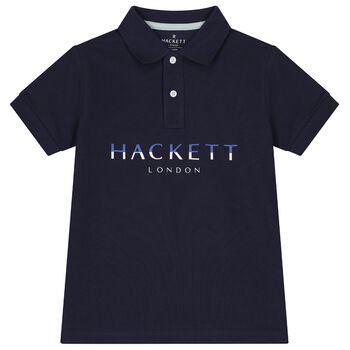 Boys Navy Cotton Logo Polo Shirt