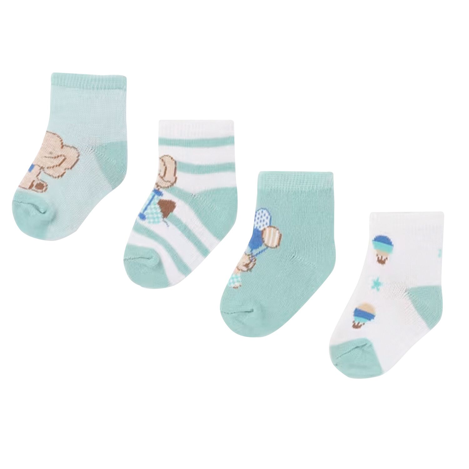 Baby Boys Aqua & White Socks ( 4-Pack ), 1, hi-res