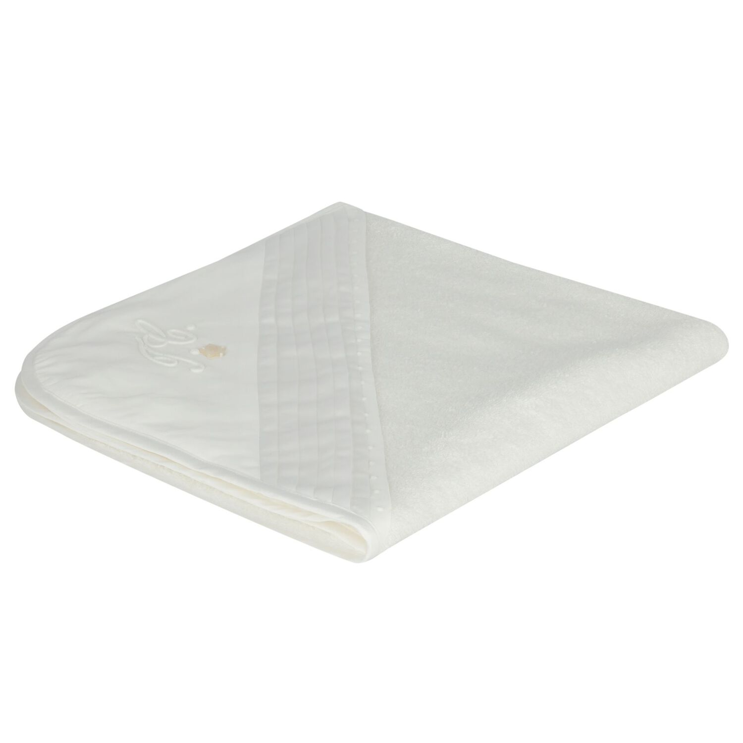 منشفة أطفال بغطاء رأس وشعار باللون الابيض, 1, hi-res