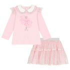 Girls Pink Tulle Skirt Set, 2, hi-res
