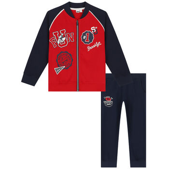 Boys Red & Navy Tracksuit