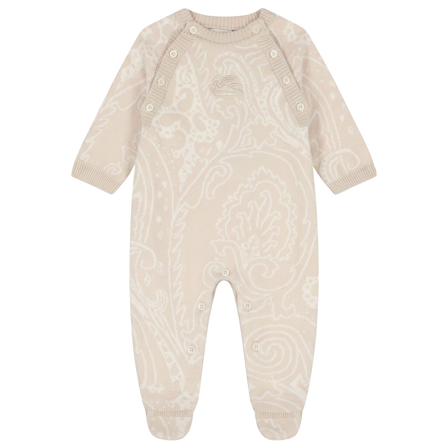 Beige Logo Paisley Knitted Babygrow Gift Set, 1, hi-res
