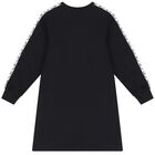 فستان بنات بالشعار باللون الأسود والأبيض, 1, hi-res