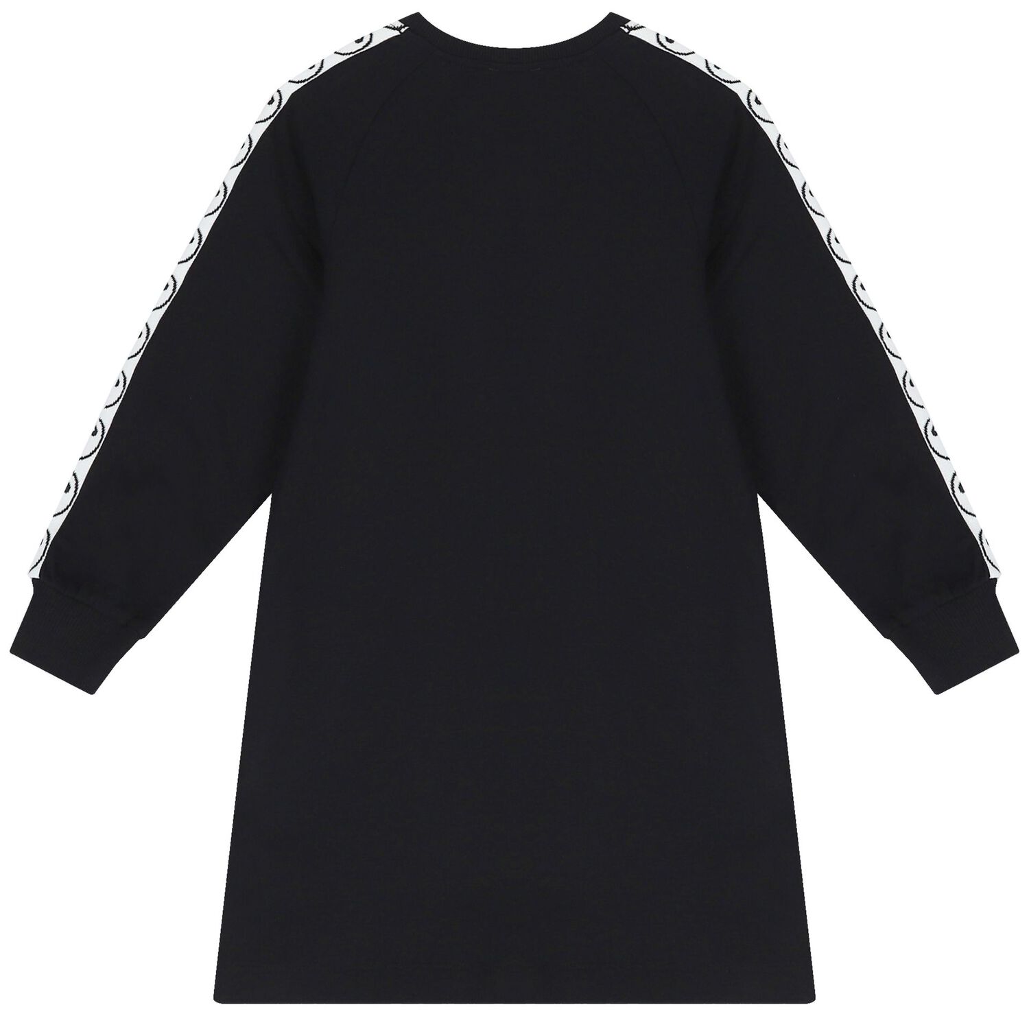 فستان بنات بالشعار باللون الأسود والأبيض, 1, hi-res