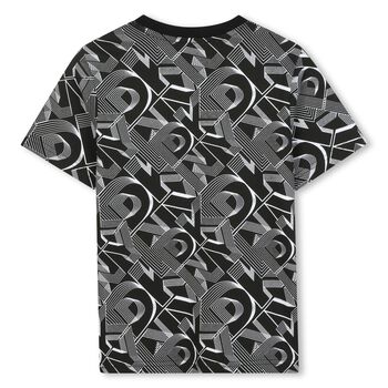 تي شيرت بشعار باللونين الأبيض والأسود للأولاد