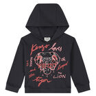 سويت شيرت بالشعار باللون الرمادي للبنات, 1, hi-res