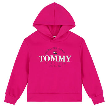 Girls Pink Logo Hooded Top