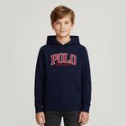 Boys Navy Logo Hooded Top, 1, hi-res