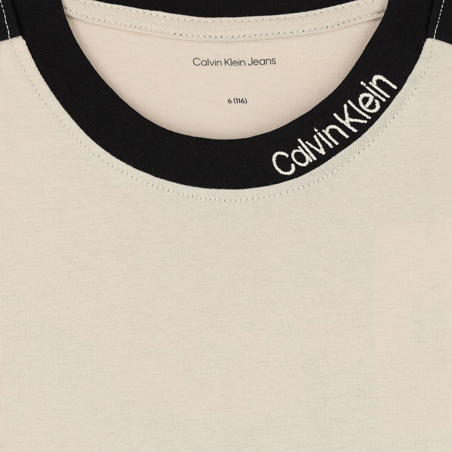 Boys Beige & Black Tape Cotton Jersey T-Shirt, 2, hi-res image number null