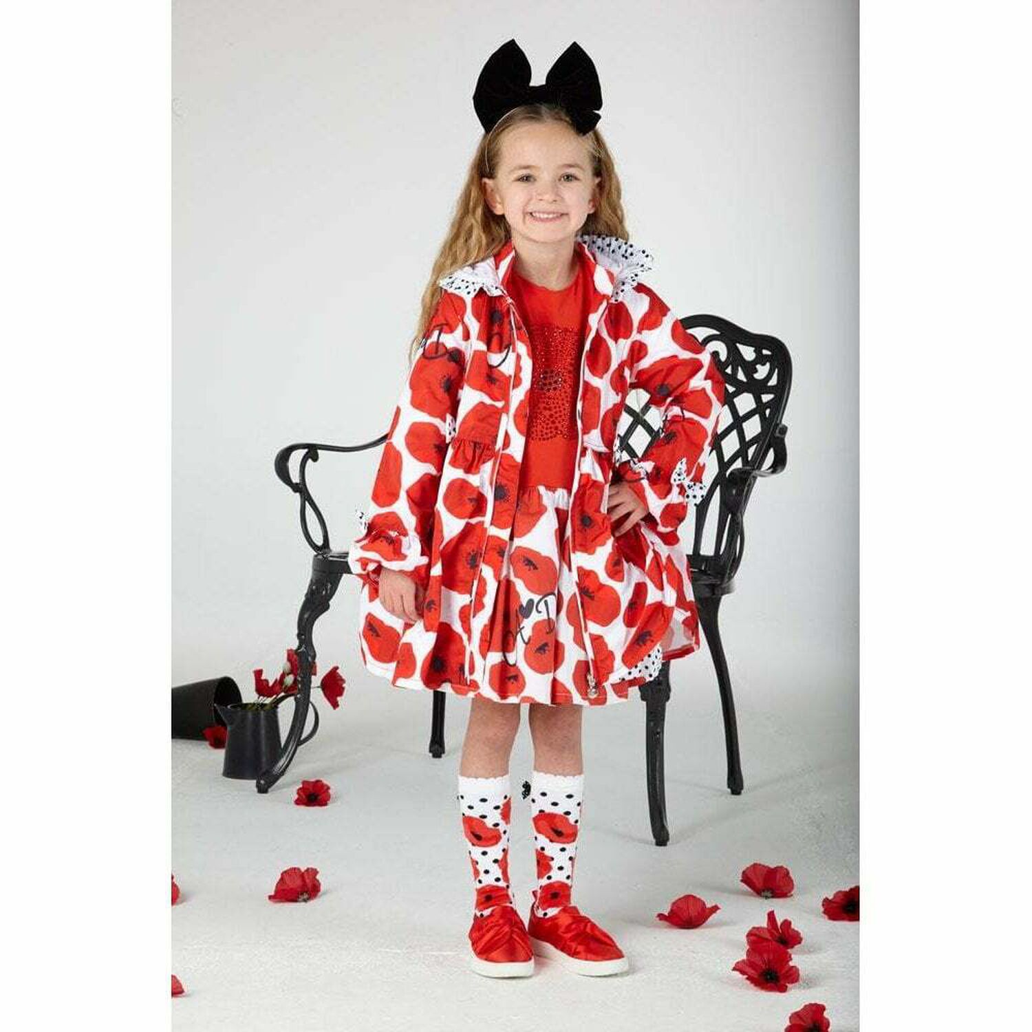 Girls Red Poppy Dress, 1, hi-res