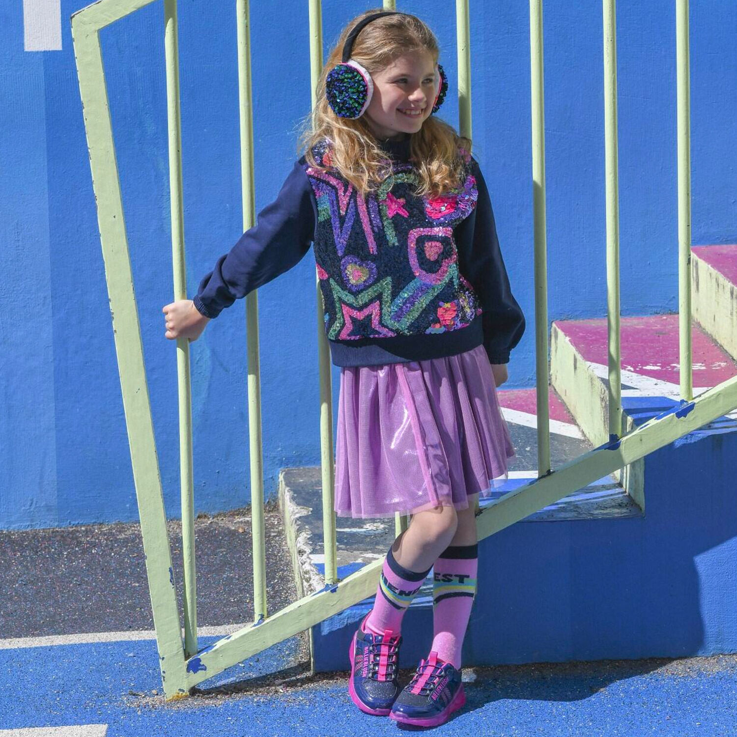 Girls Pink Logo Mesh Skirt, 1, hi-res