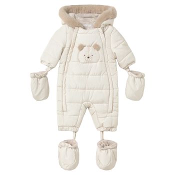 Ivory Teddy Bear Baby Snowsuit