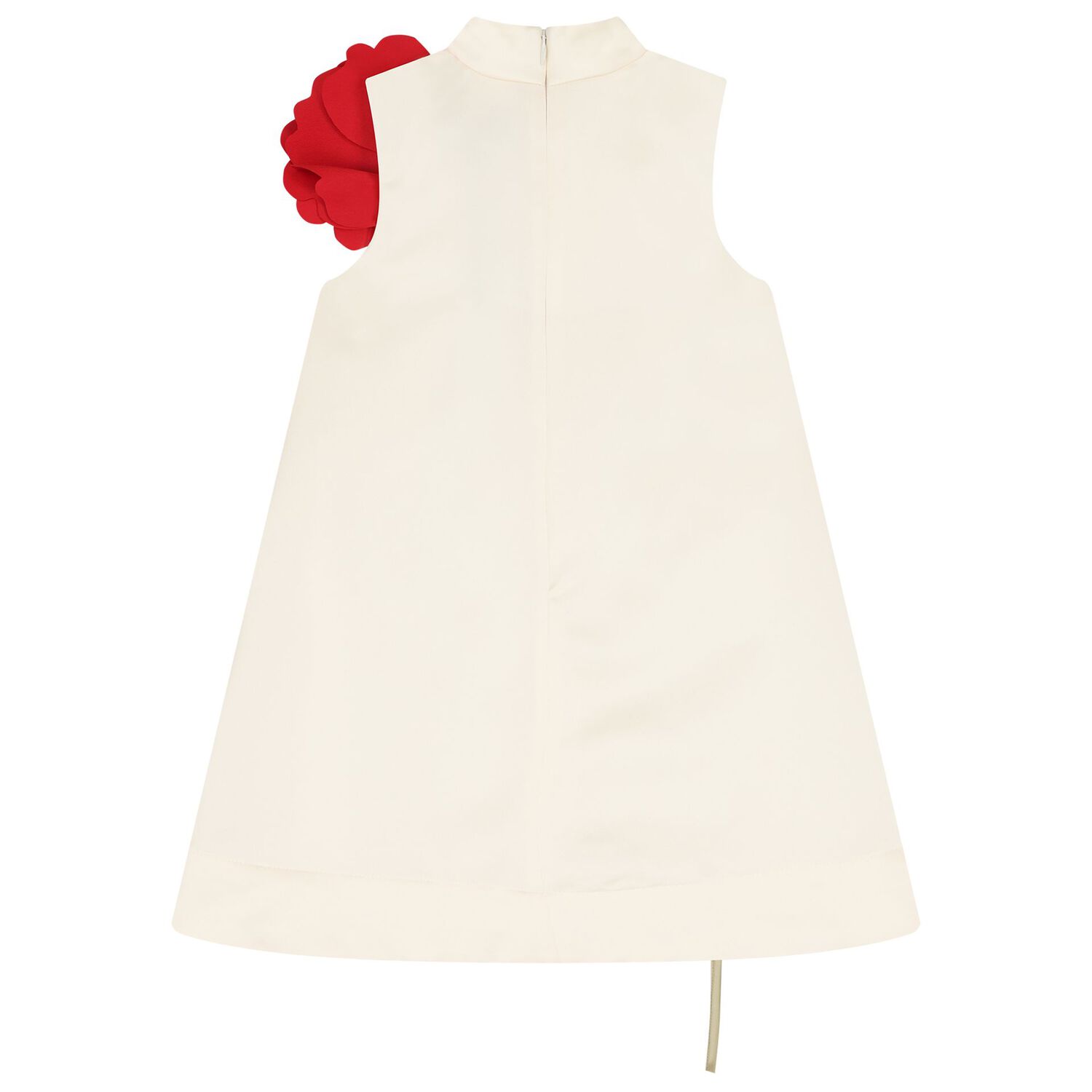Girls Ivory & Red 3D Flower Dress, 1, hi-res