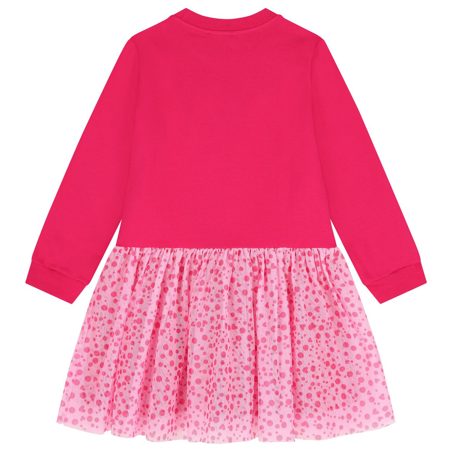Girls Pink Polka Dot Tulle Dress, 1, hi-res