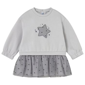 Younger Girls Grey Star Dress