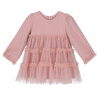 Younger Girls Pink Tulle Dress, 1, hi-res