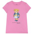 Girls Pink Cotton Bear T-Shirt, 1, hi-res