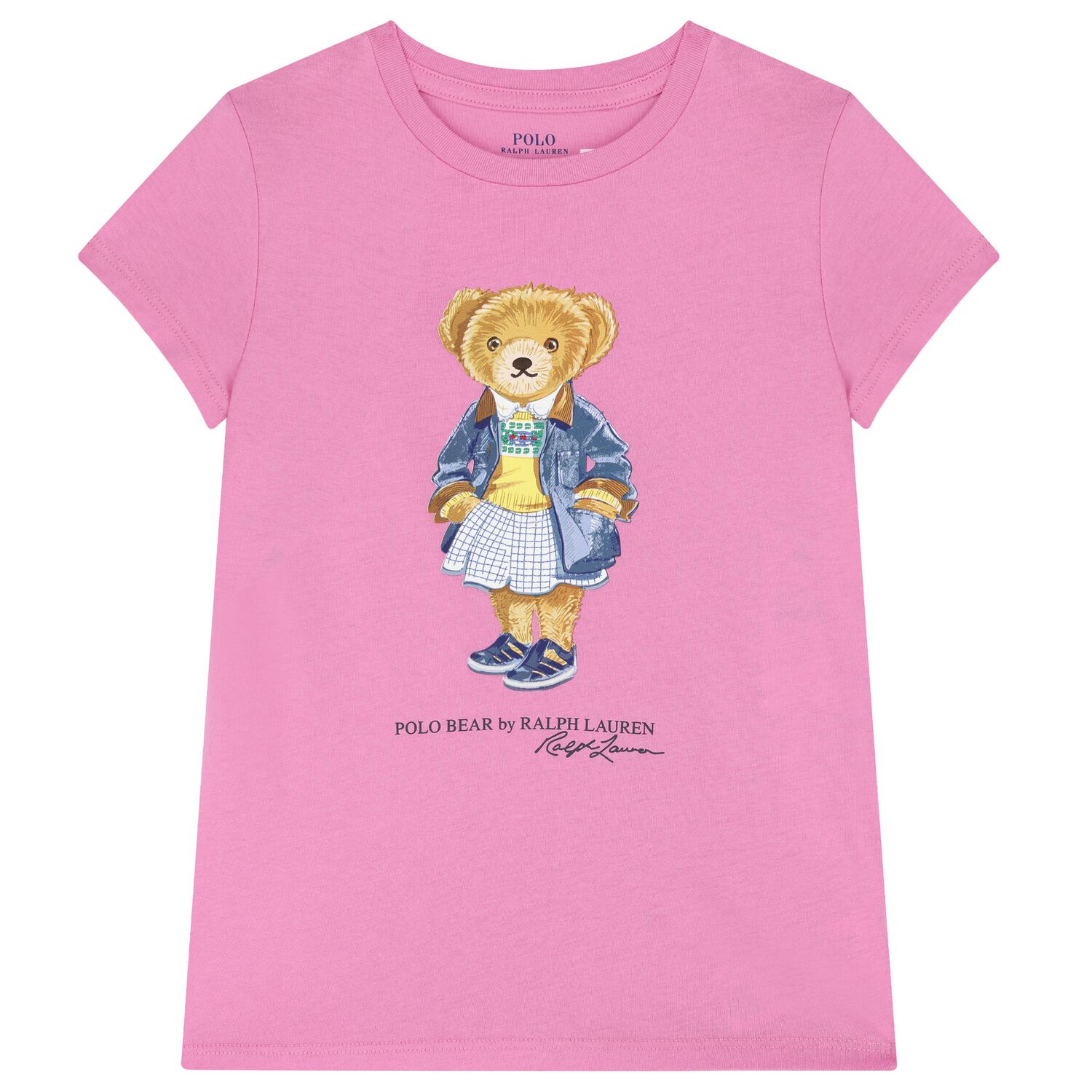 Girls Pink Cotton Bear T-Shirt, 1, hi-res