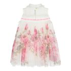 Baby Girls White & Pink Floral Tulle Dress, 1, hi-res