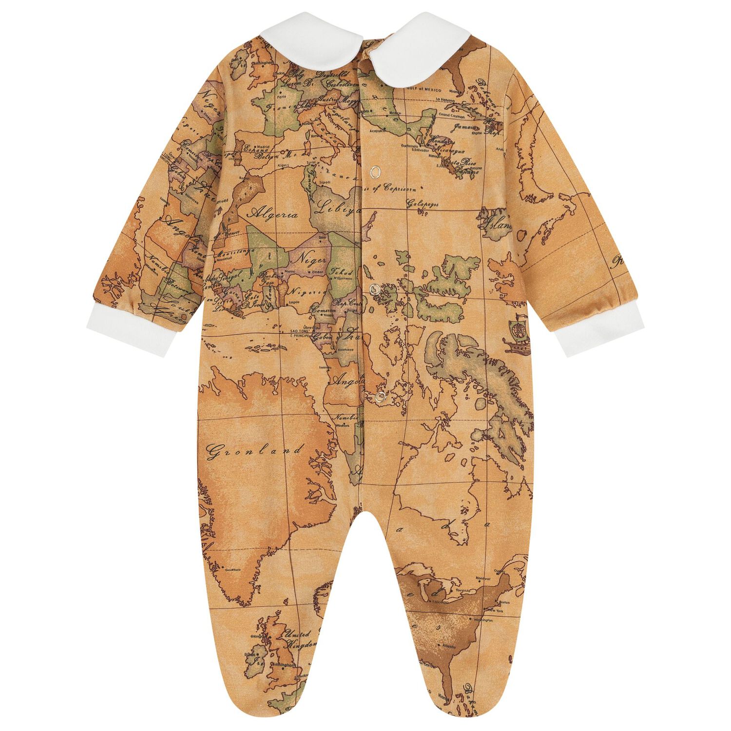 White & Beige Geo Map Babygrow Gift Set , 1, hi-res