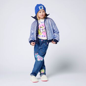 توب بأكمام طويلة بطبعة بوني باللون العاجي  للبنات