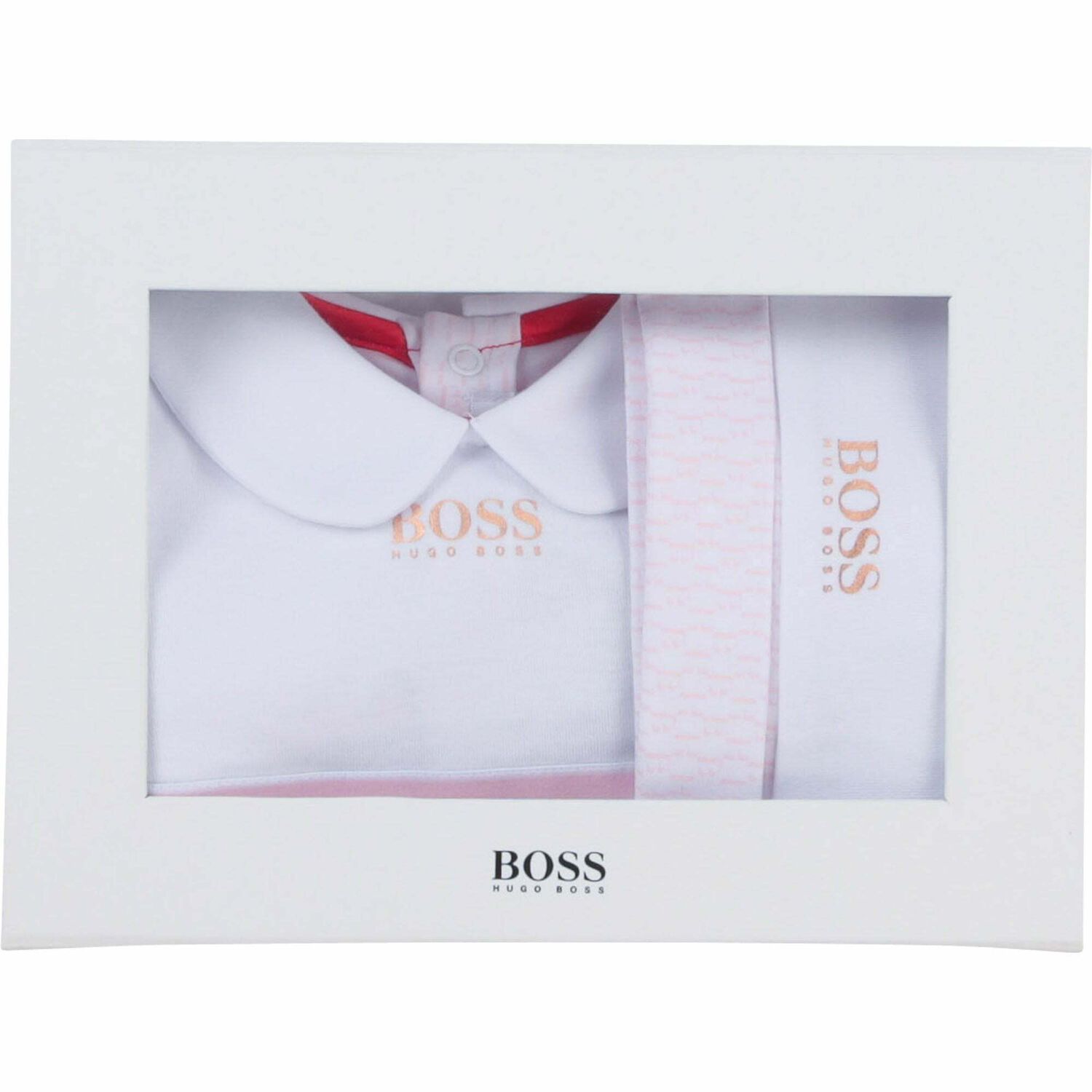 طقم أفرول وقبعة بالشعار باللون الأبيض والوردي للبنات, 1, hi-res