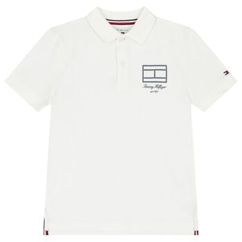 Boys White Logo Polo Shirt