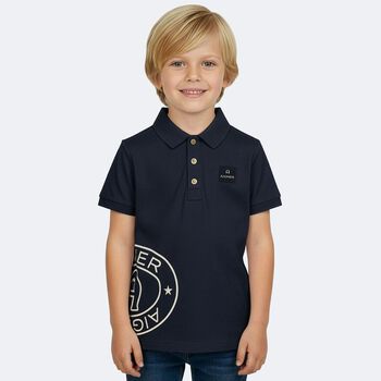 Boys Navy Blue Logo Polo Shirt