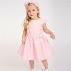 Girls Pink & Gold Jacquard Dress, 4, hi-res