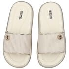 Girls Ivory & Gold Logo Sliders, 1, hi-res