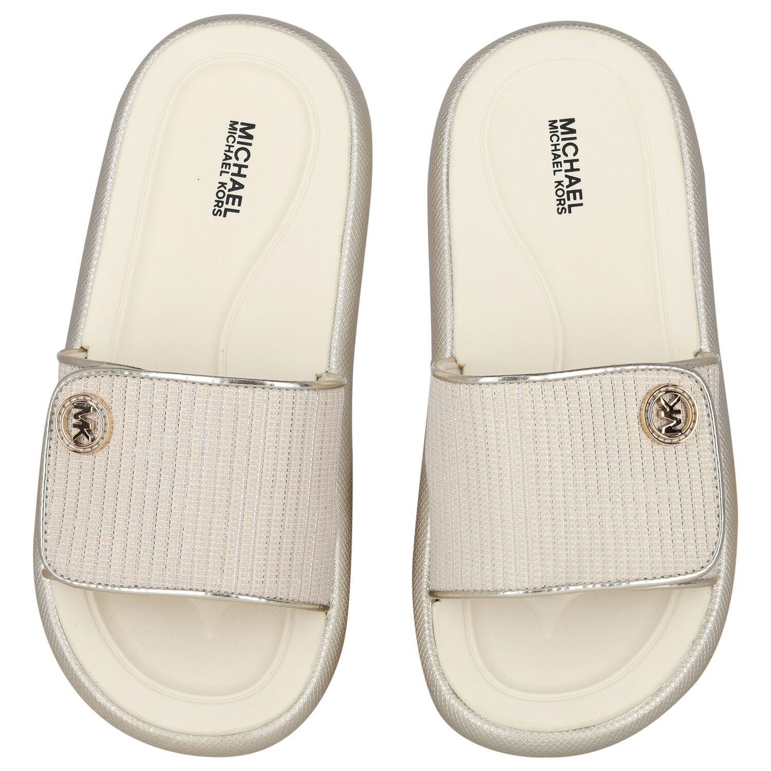 Girls Ivory & Gold Logo Sliders, 1, hi-res image number null
