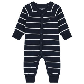  Baby Boys Navy Blue Striped Romper