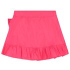 Girls Pink Logo Ruffled Skirt, 1, hi-res