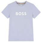 Boys Mini Me Blue Logo T-Shirt, 2, hi-res