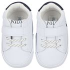 Baby Boys White & Navy Blue Logo Pre Walker Shoes, 1, hi-res