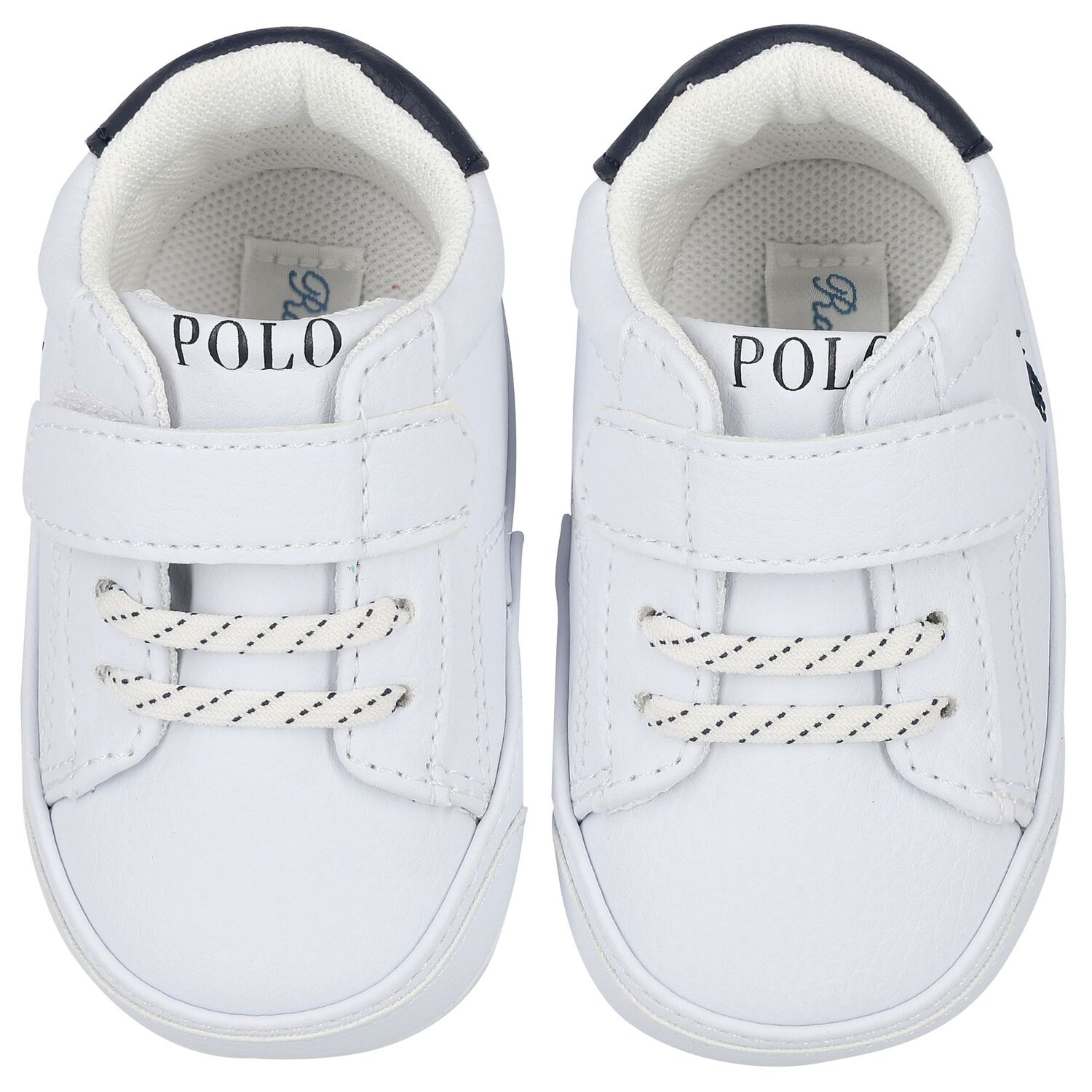 Baby Boys White & Navy Blue Logo Pre Walker Shoes, 1, hi-res